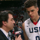 ESPN's Paul Biancardi interviewing a Team USA basketball player