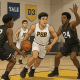 High school basketball players compete in a showcase game in front of college coaches from Ivy League and D3 programs.