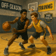 Two youth basketball players practicing in the gym during off-season training with Pro Skills Basketball.
