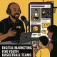 Youth basketball coach records a podcast while kids engage with content on social media.