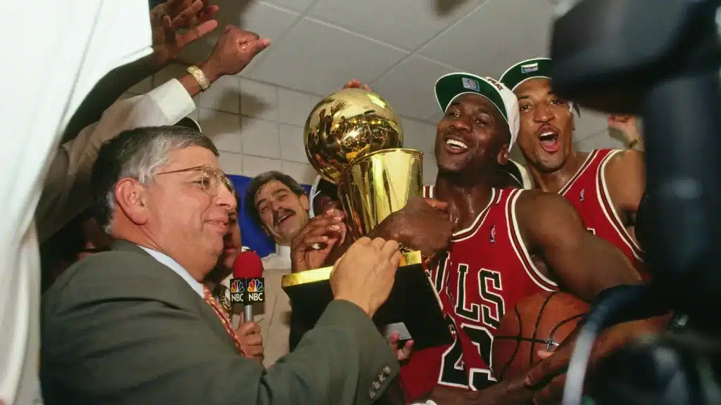 Michael Jordan winning the NBA Championship