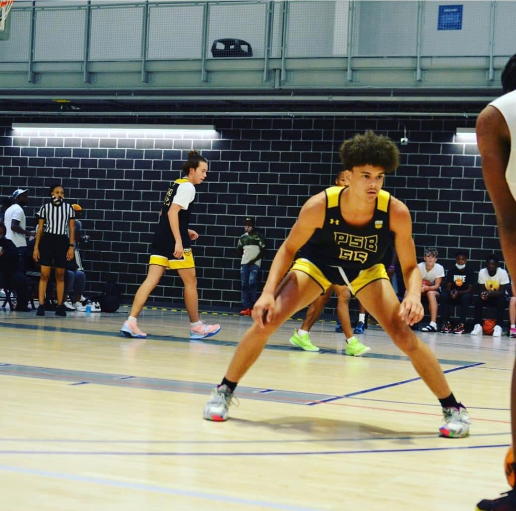 High school Pro Skills basketball player plays man-to-man defense