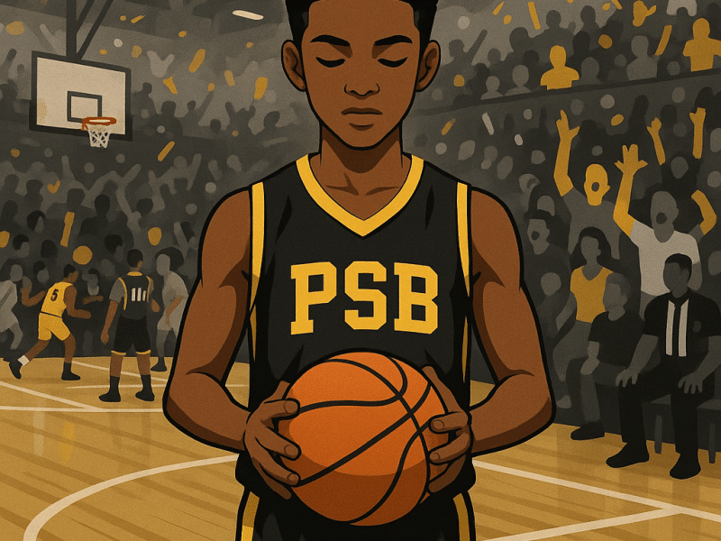 Youth basketball player focusing on the court during distractions