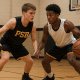 Youth basketball players doing top 5 drills for individual skill development in a gym