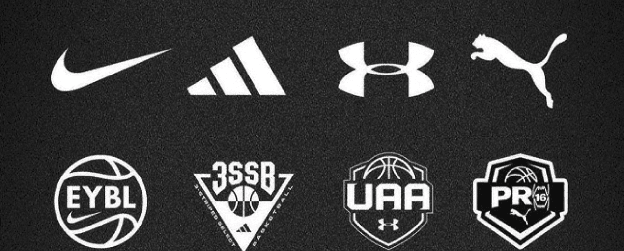 AAU shoe circuit event overview showing bracket and team listings