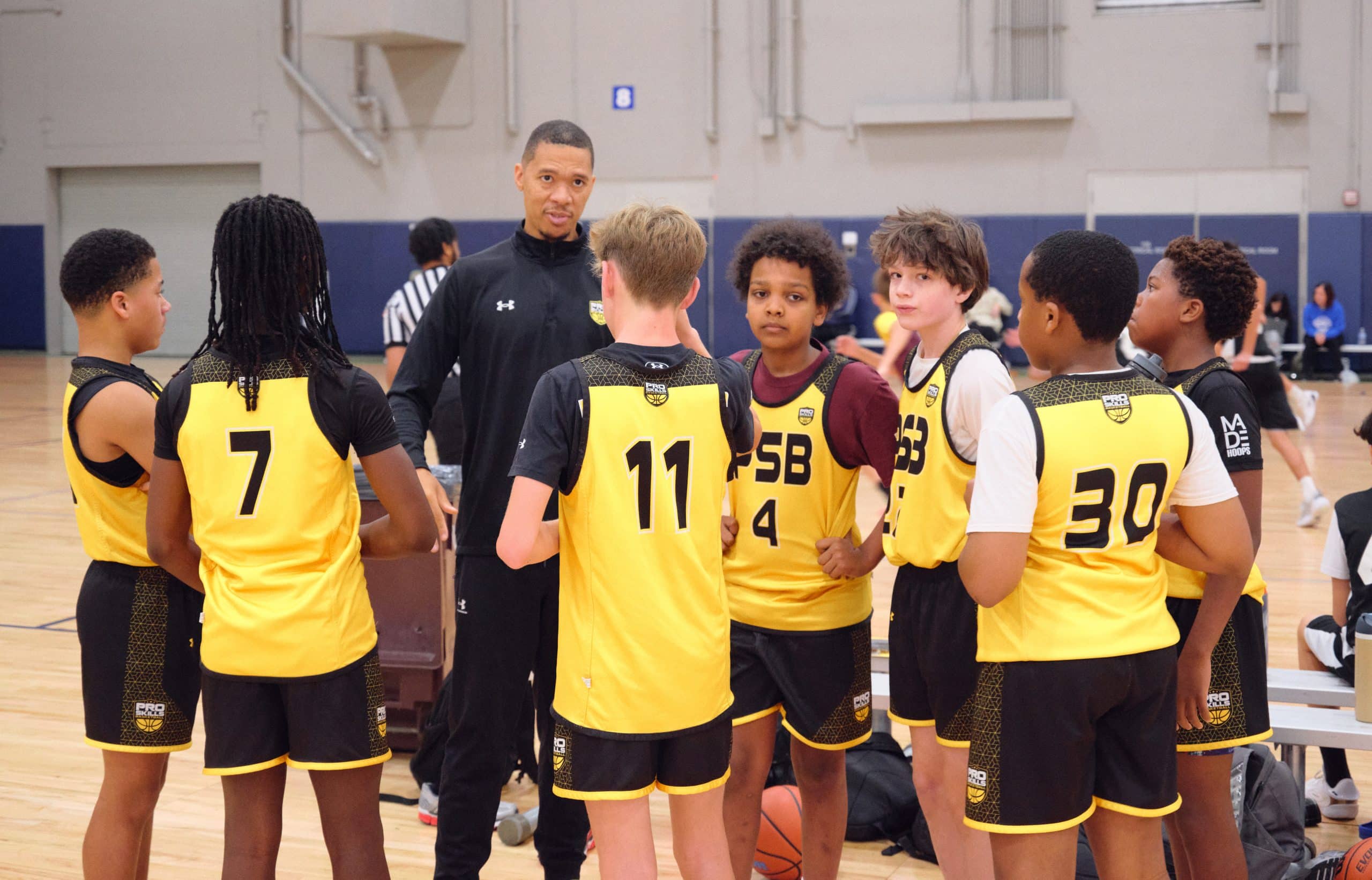 Young basketball player focused during a Pro Skills Basketball practice