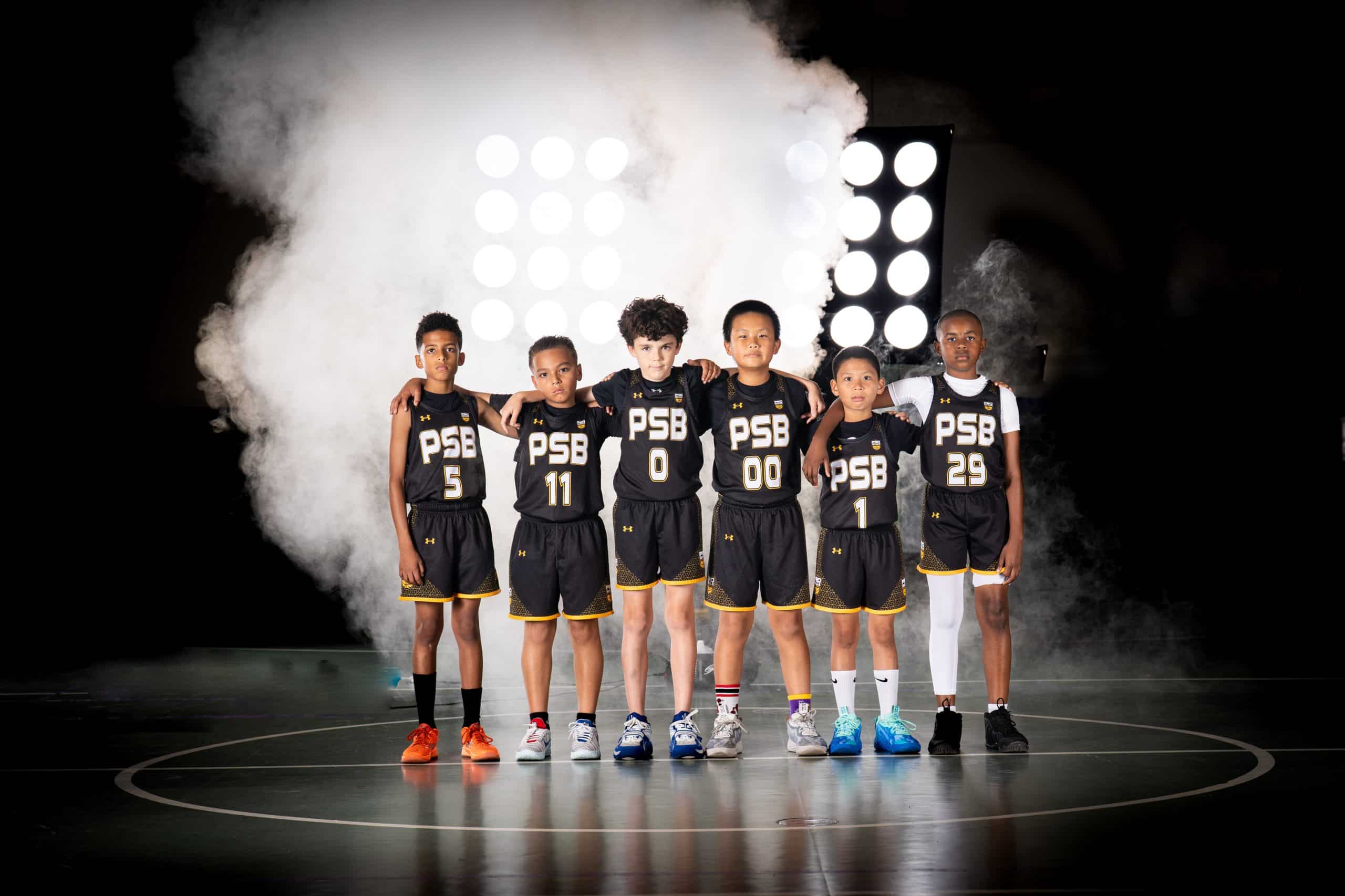 Pro Skills Basketball team with their coach